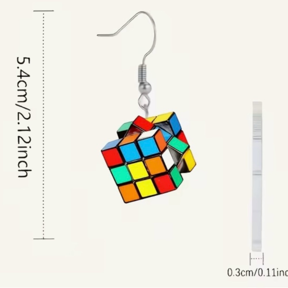 Fashion Jewelry Colorful Cube Earrings - Picture 3 of 3